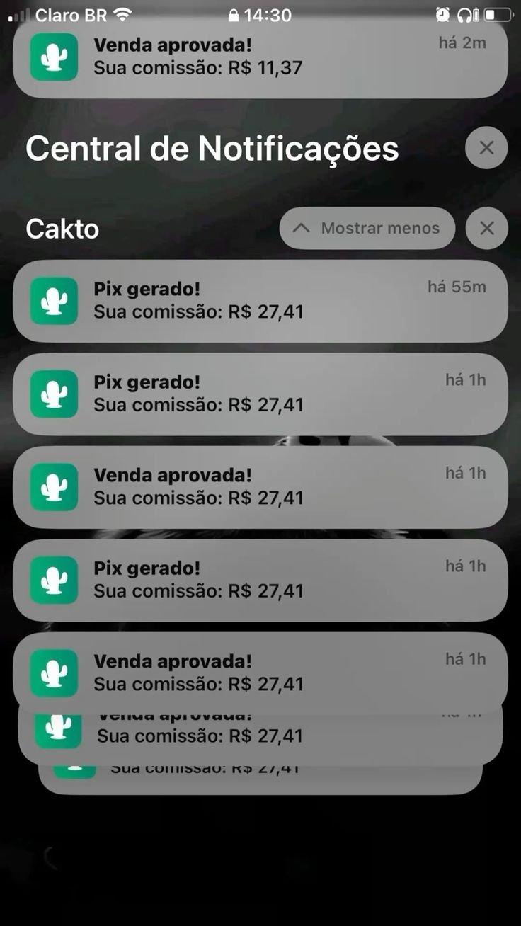 Notificações de venda aprovada